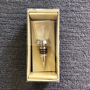 NIB Monogram Wine Stopper “J”
